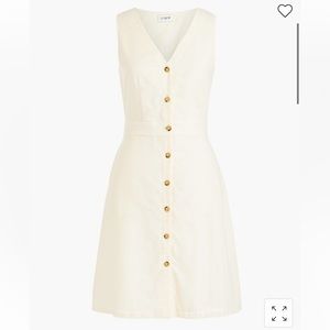 J Crew V-neck button-front dress in linen-cotton blend